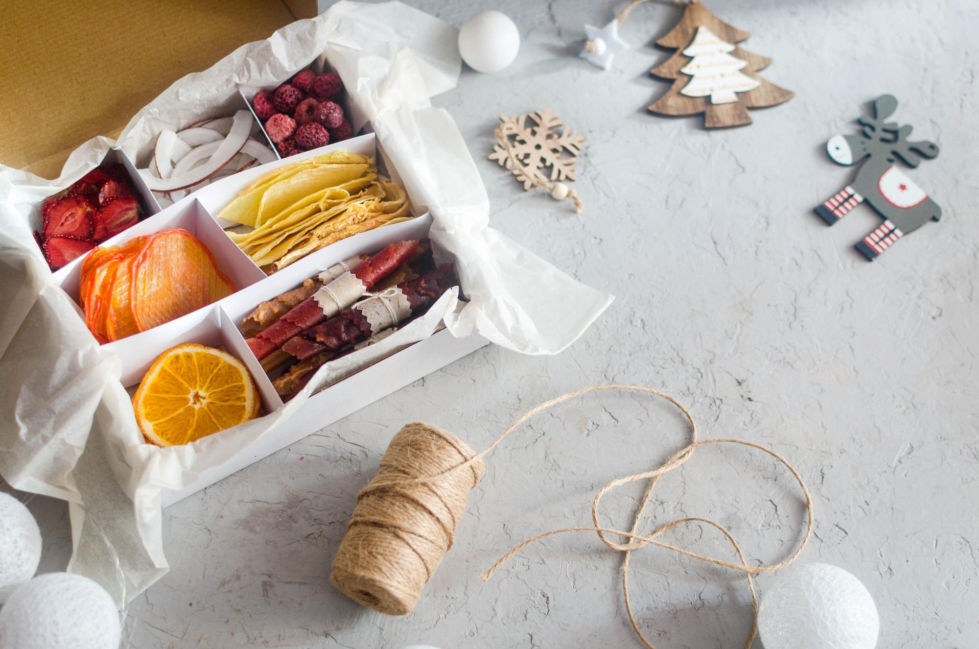 Box of seasonal products arranged for subscription